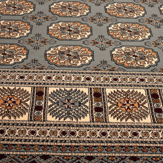 Isfahan 5602A Teppich Rechteckig Synthetisch,Polyester/Cotton/Leather mit Fransen Blue Cream