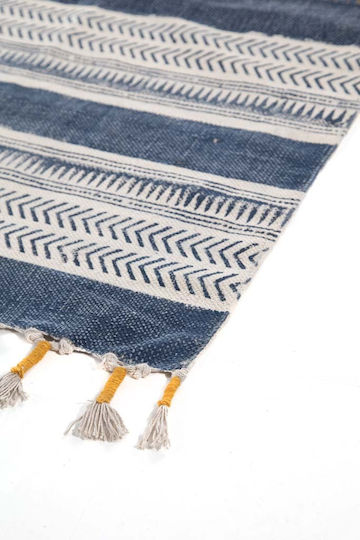 Royal Carpet Lotus Cotton Kilim 035 Χαλί Ορθογώνιο Βαμβακερό με Κρόσια Μπλε 140x200cm
