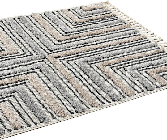 Madi Cables Anti-slip Rug Rectangular with Fringes Gray