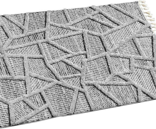 Madi Shard Teppich Rechteckig Synthetisch,Polyester/Cotton/Leather mit Fransen Grey