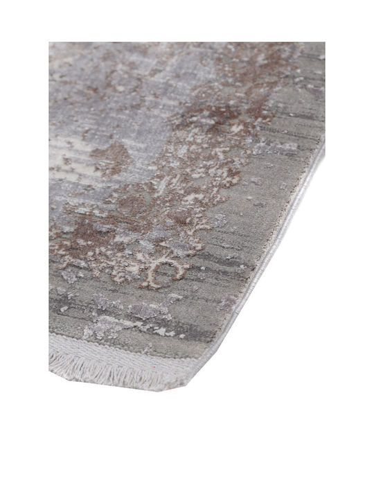 Royal Carpet Bamboo Silk 5987A Runner Silk Light Grey and Dark Beige 80x150cm