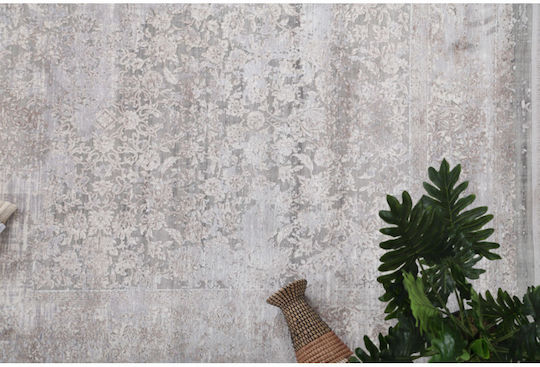 Royal Carpet Bamboo Silk 5987A Runner Silk Light Grey and Dark Beige 80x150cm