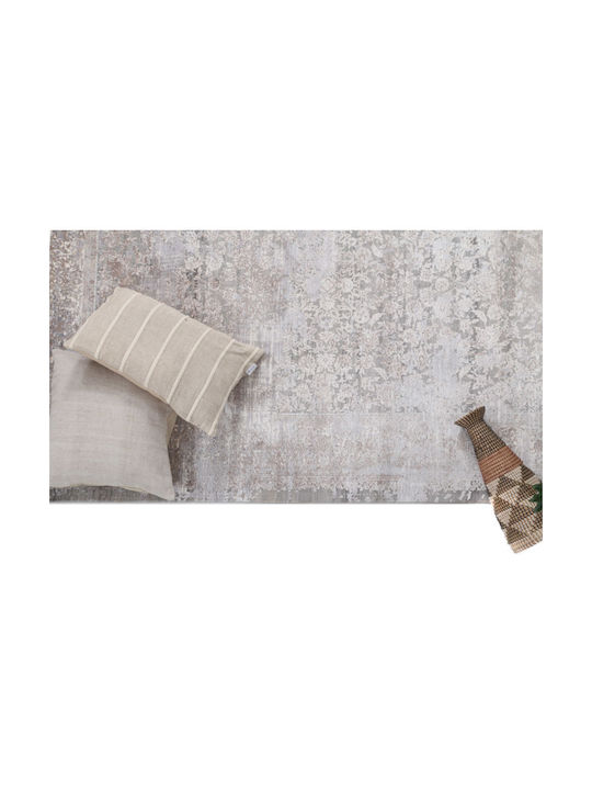 Royal Carpet Bamboo Silk 5987A Runner Silk Light Grey and Dark Beige 80x150cm