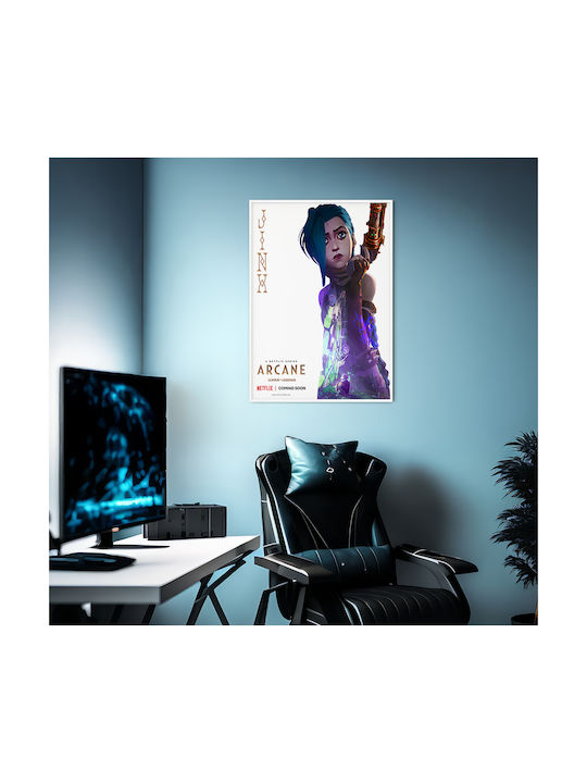 Gaming Poster Arcane League Legends Jinx Gm2396 21cm X 30cm Black Wooden Frame