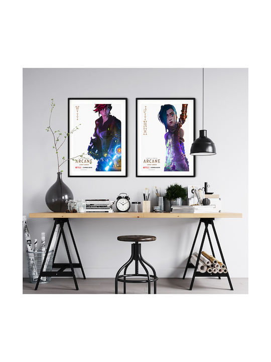 Gaming Poster Arcane League Legends Jinx Gm2396 21cm X 30cm Black Wooden Frame