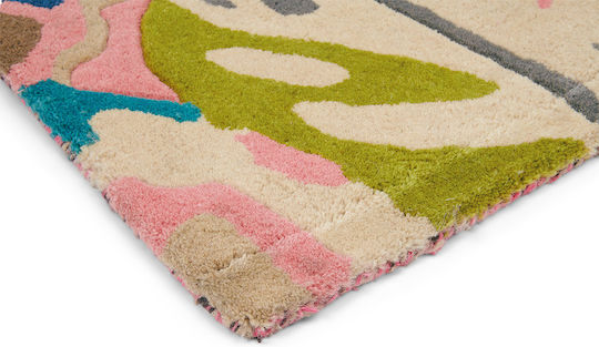 Brink & Campman Rose & Peony Cerise Handmade Rug Rectangular Wool Pink
