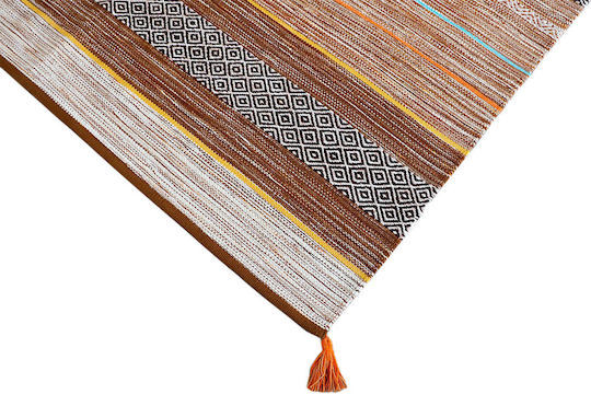 Newplan Kilim 6080 Lucrat manual Antiderapant Covor Rectangular Bej