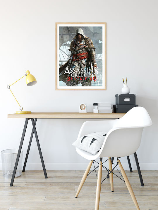 Gaming Poster Assassins Creed Black Flag Gm2349 21cm X 30cm Frame Natural Wood Beige
