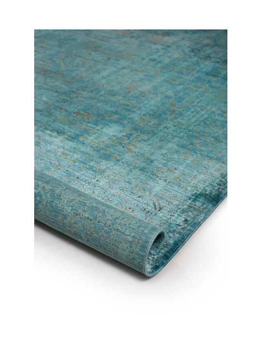 Viokarpet Louison 6062 Teppich Rechteckig Synthetisch,Polyester/Cotton/Leather Petrol Blau