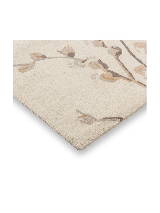 Laura Ashley Pussy Willow Handmade Rug Rectangular Gray
