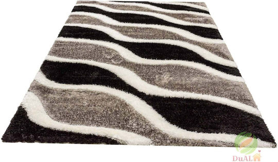 Rug Rectangular Silk Black-grey