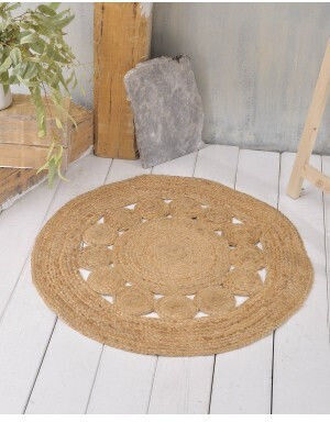 Rythmos Indiana Teppich Rund Sommer aus Jute Beige