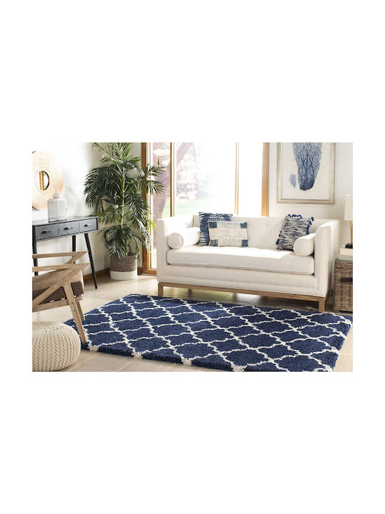 Saray Home Moroccan Wooven Χαλί Ορθογώνιο Shaggy Μπλε / Ιβουάρ 200x300cm