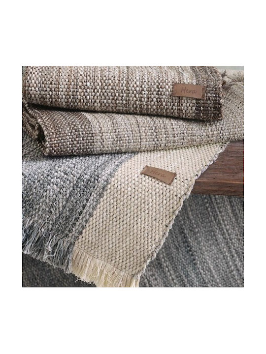 Rythmos Hera Teppich Rechteckig Sommer Synthetisch,Polyester/Cotton/Leather mit Fransen Gray
