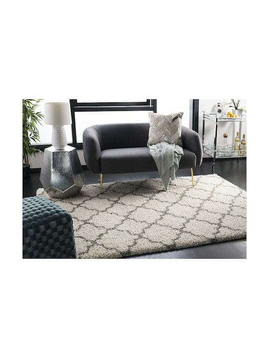 Saray Home Moroccan Teppich Rechteckig Zottelig Synthetisch,Polyester/Cotton/Leather Beige / Grey