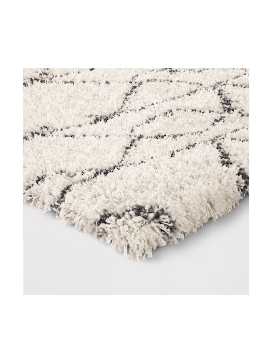 Saray Home Moroccan Eyelash Covor Rectangular Shaggy Ivory Black
