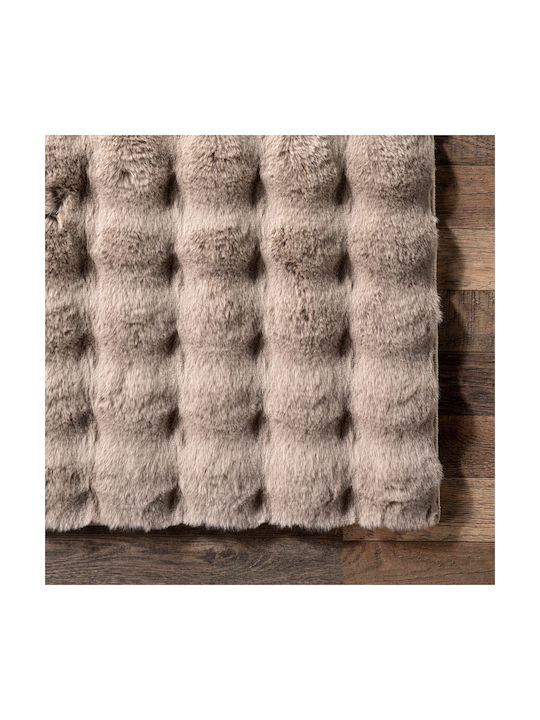 Saray Home Solid Design Противоплъзгащо Килим Правоъгълена Shaggy Furry Кафява мока