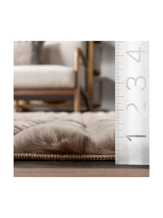Saray Home Solid Design Противоплъзгащо Килим Правоъгълена Shaggy Furry Кафява мока