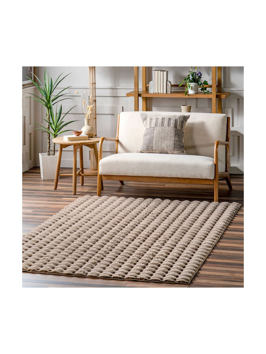 Saray Home Solid Design Противоплъзгащо Килим Правоъгълена Shaggy Furry Кафява мока