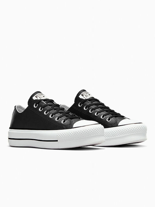 Chuck Taylor All Star Lift Clean Leather Low Top Флатформи Маратонки Черно / Бяло