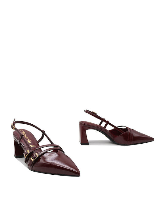 Synthetic Leather Burgundy Heels