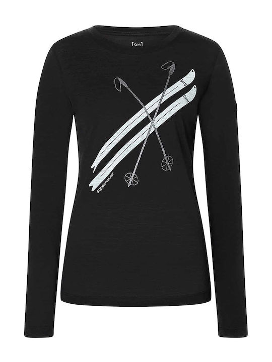 Damen Bluse Langärmelig Schwarz
