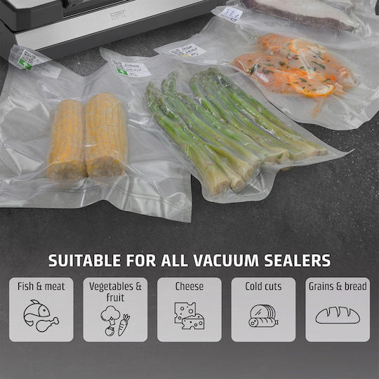 Set 100 Professional Embossed Vacuum Bags 3 Sizes Caso Germany 01233