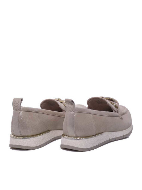 Leather Women's Moccasins in Gold Color