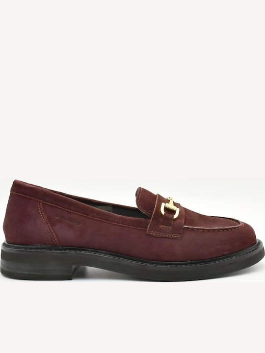 Δερμάτινα Γυναικεία Loafers σε Μπορντό Χρώμα