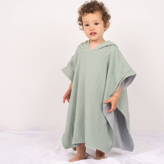 Poncho De Plajă Pentru Copii Made Double Muslin Terry Kidizi 2-5 Ani Curry