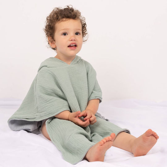 Beach Towel Kids Poncho Made Double Muslin Terry Kidizi 2-5 Ani Verde