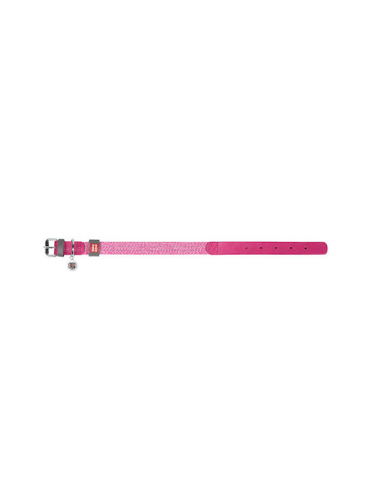Dog Collar Made Natural Leather Recycled Cotton Qr Code Waudog Classic Size M Pink