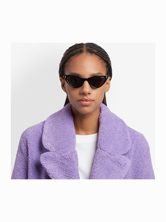 Polaroid Women's Sunglasses with Black Horn-Rimmed Frame and Grey Lens PLD6246/S 807/M9