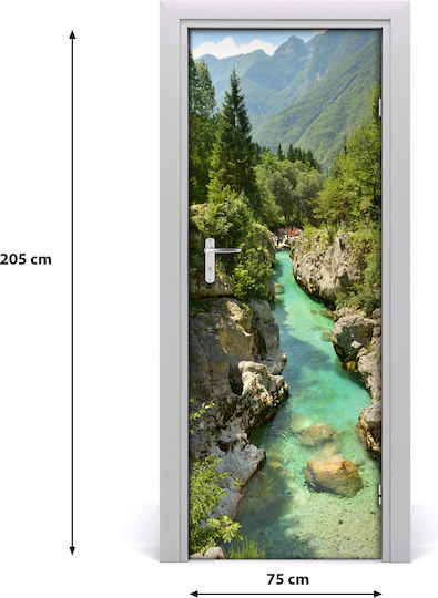 Autocolant Decorativ Mural de Perete și Ușă Mountain Stream 75x205 Cm