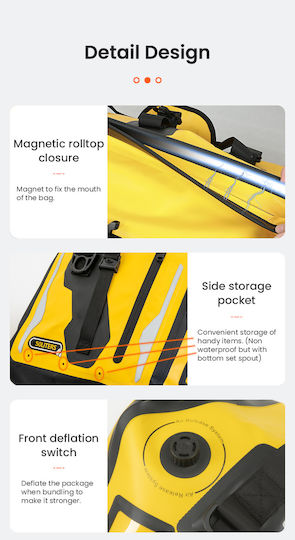 Loboo Waterproof Motorcycle Tail Bag 66lt Yellow