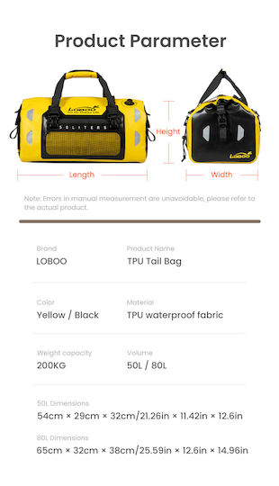 Loboo Waterproof Motorcycle Tail Bag 80lt Yellow