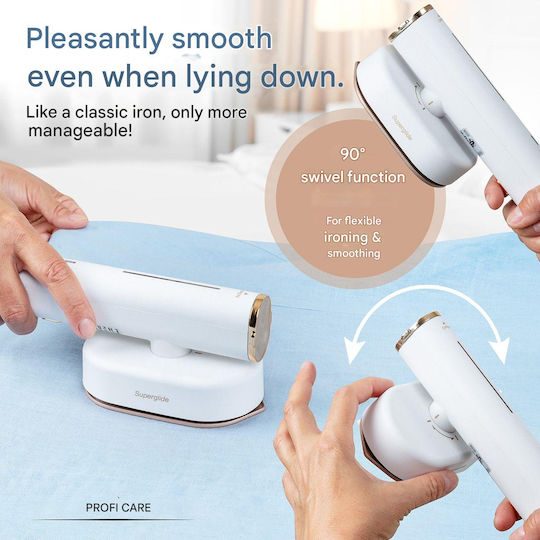 2in1 Vertical Steam Iron Proficare Superglide Ceramic Soleplate Garment Steamer Hand 1300W with Tank 80ml White