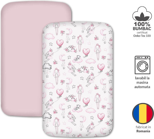 Kidizi Baby Sheets Set Crib Cotton Fitted Pink 90x50cm 2pcs