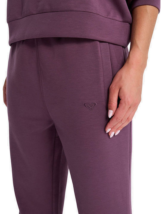 Rise & Vibe Women's Fabric Trousers with Elastic Regular Fit Purple