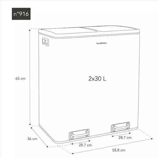 Les Collectors Coș De Gunoi Din Oțel Inoxidabil Cu Pedală Gri 30lt