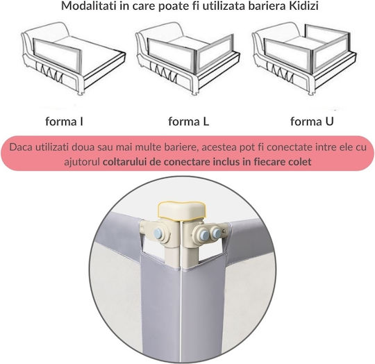 Kidizi Bară de protecție pentru pat Montaj simplu în Culoare Bej 200εκ. 3buc