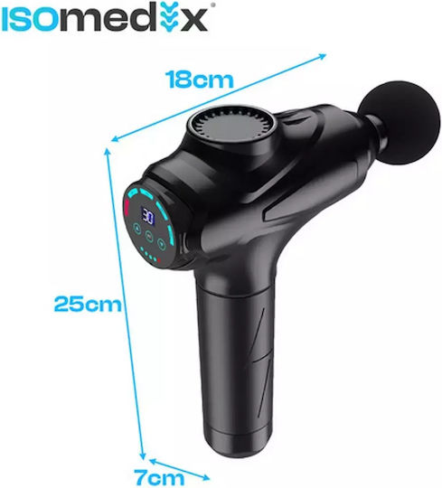 Isomedix Gun Massage for the Neck, the Back, the Legs, the Body & the Hands with Vibration and Heating Function Black