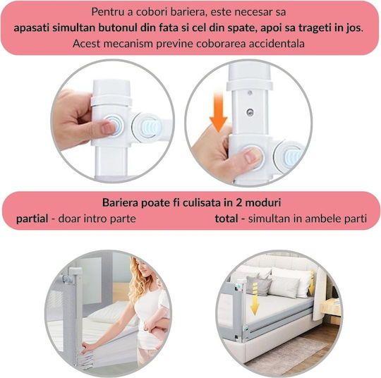 Kidizi Bară de protecție pentru pat Montaj simplu în Culoare Gri 200εκ. 3buc