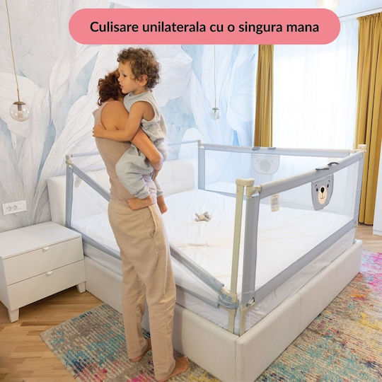 Kidizi Bară de protecție pentru pat Montaj simplu în Culoare Gri 200εκ. 3buc