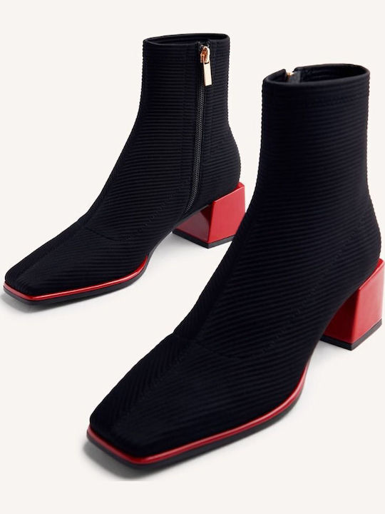 Ghete Dama Ankle Boots cu Toc Mediu Negre