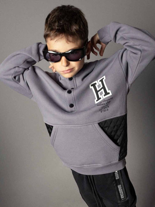 Kids Sweatshirt with Hood and Pockets Anthracite