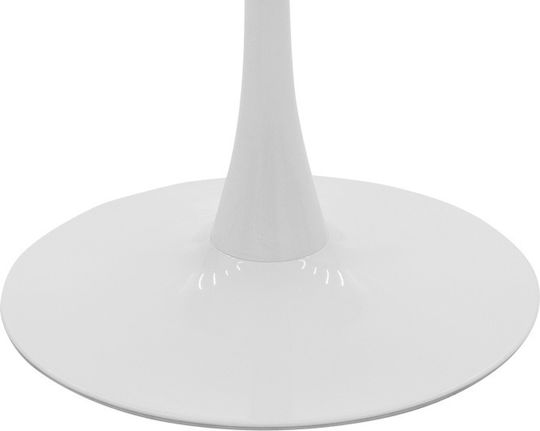 Balou Round Table Dining Room Wooden White Shade, Marble Appearance 80x80x76cm