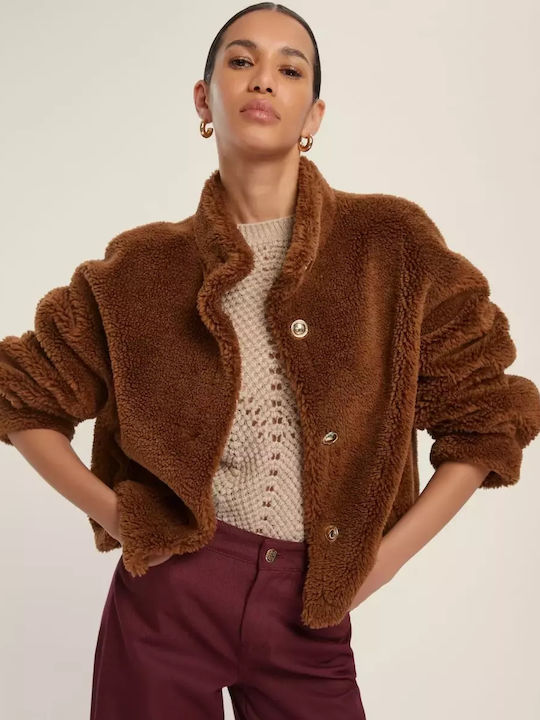 Γυναικείο Bomber Jacket Διπλής Όψης Brown