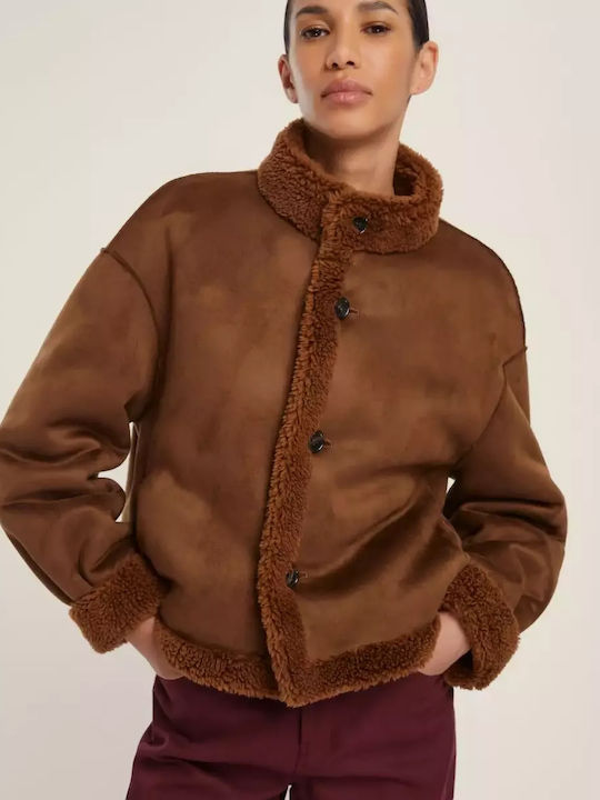 Γυναικείο Bomber Jacket Διπλής Όψης Brown