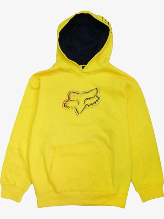 Fleece Παιδικό Φούτερ με Κουκούλα και Τσέπες Κίτρινο Moonlight